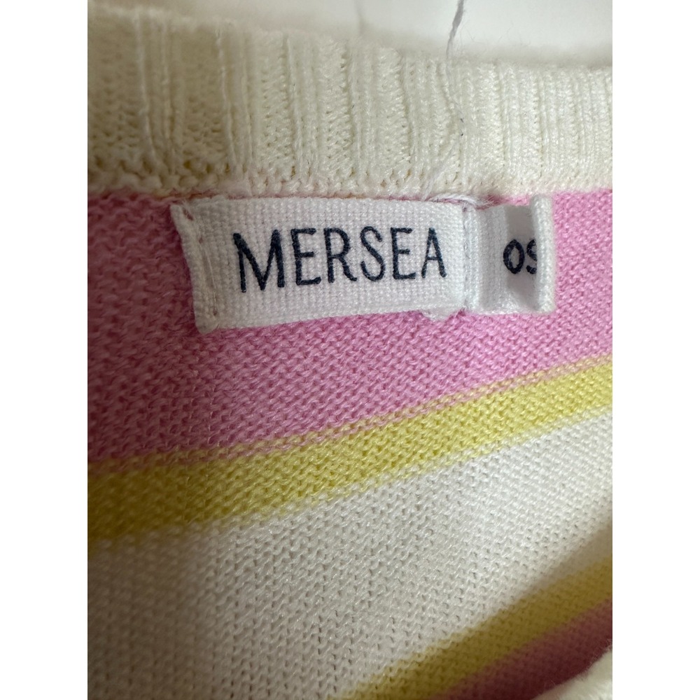 MERSEA Catalina Crewneck Sweater One Size Pink Yellow Striped Oversized Mer Sea - Picture 7 of 12
